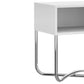 Bedside Nightstand With Open Compartment And Tubular Metal Base, White And Chrome By Benzara | Nightstands |  Modishstore  - 3