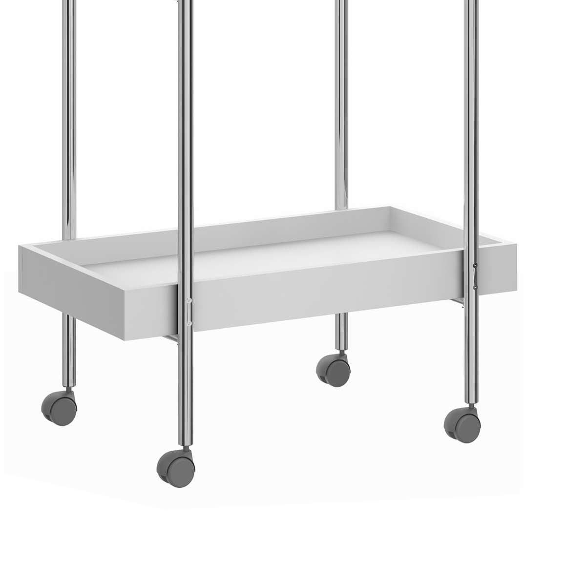 Storage Cart With 2 Tier Design And Metal Frame, White And Chrome By Benzara | Bar Carts |  Modishstore  - 4