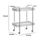 Storage Cart With 2 Tier Design And Metal Frame, White And Chrome By Benzara | Bar Carts |  Modishstore  - 3