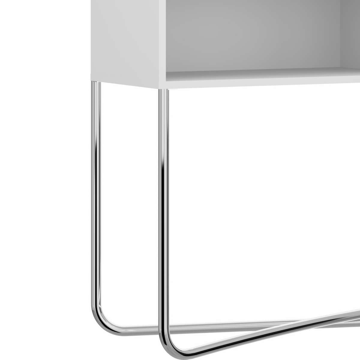 Wooden Console Table With 2 Open Compartments And Metal Frame, White And Chrome By Benzara | Console Tables |  Modishstore  - 6