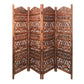 Traditionally Wooden Carved 4 Panel Room Divider Screen With Intricate Cutout Details, Brown By Benzara | Room Divider |  Modishstore  - 2