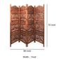 Traditionally Wooden Carved 4 Panel Room Divider Screen With Intricate Cutout Details, Brown By Benzara | Room Divider |  Modishstore  - 3