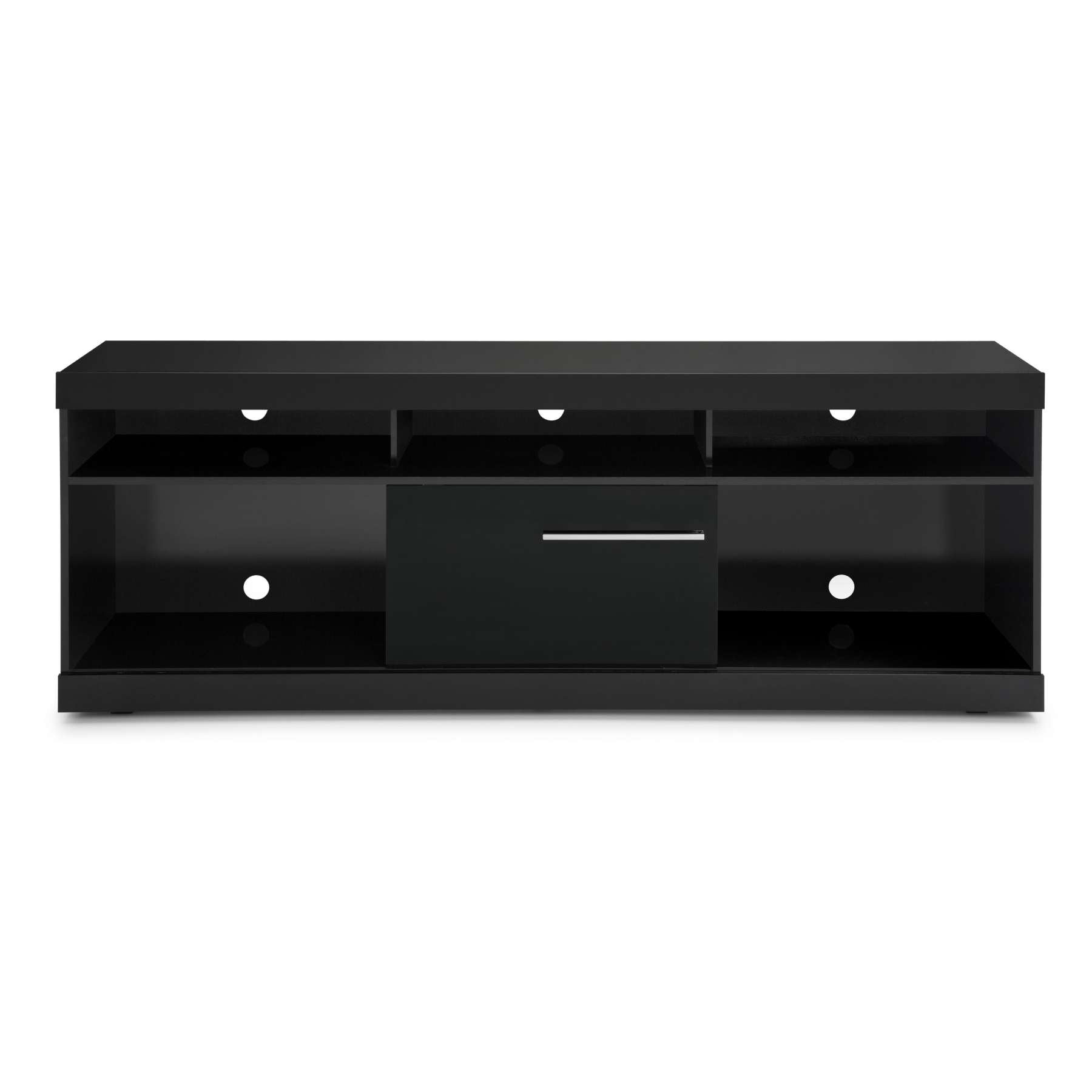 71 Inch Wooden Tv Stand With Open Compartments And Sliding Door, Black By Benzara | TV Stands |  Modishstore  - 2