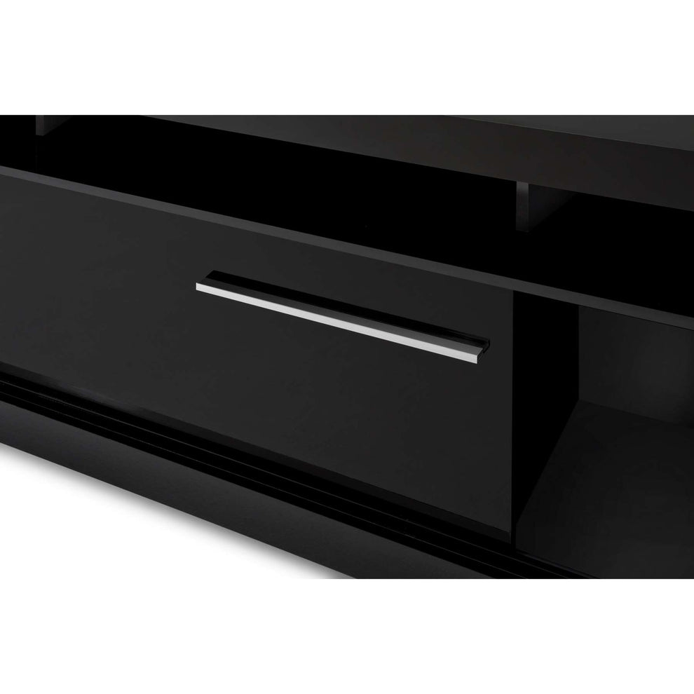 71 Inch Wooden Tv Stand With Open Compartments And Sliding Door, Black By Benzara | TV Stands |  Modishstore  - 6