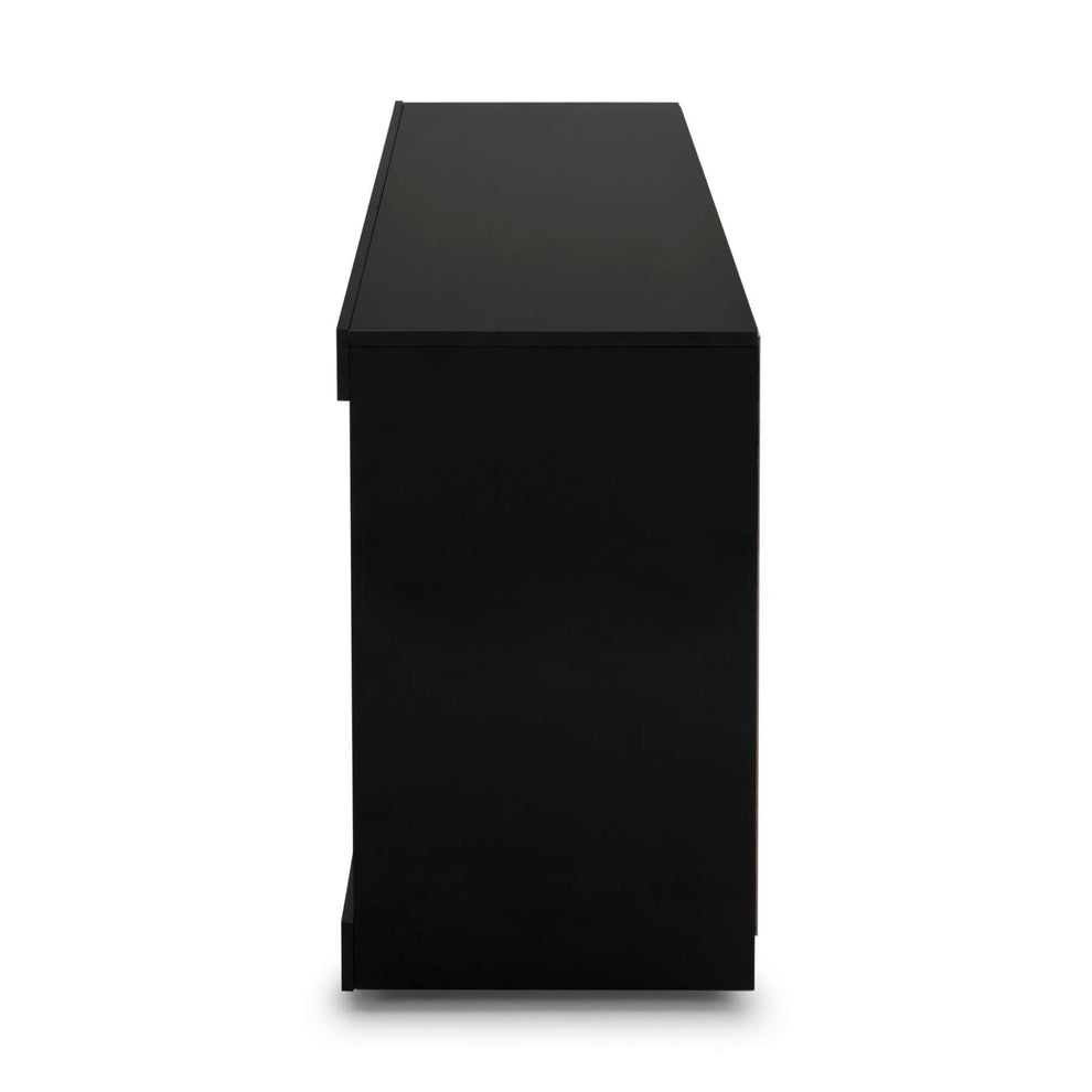 71 Inch Wooden Tv Stand With Open Compartments And Sliding Door, Black By Benzara | TV Stands |  Modishstore  - 5