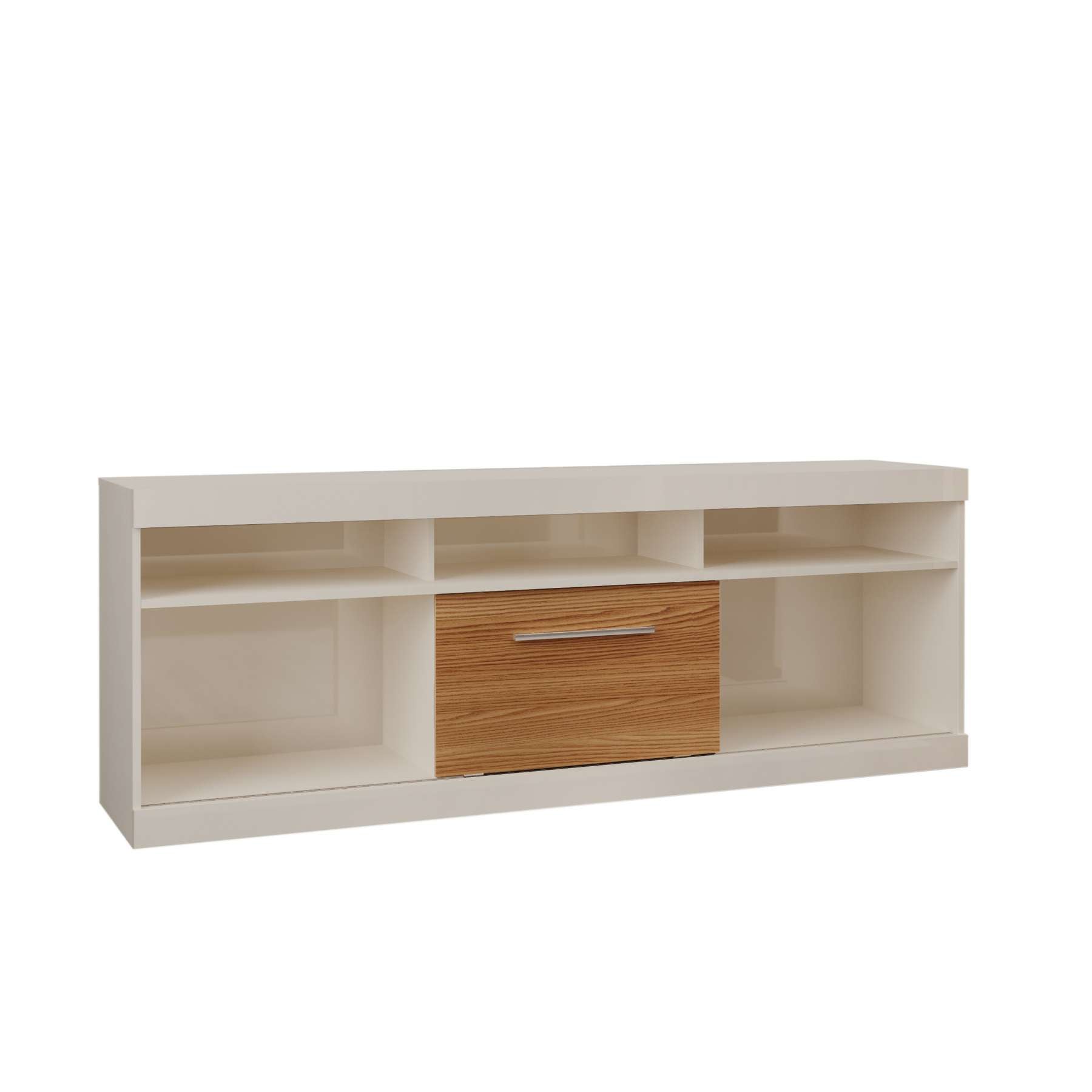 71 Inch Tv Stand With Open Compartments And Sliding Door, Off White And Oak By Benzara | TV Stands |  Modishstore  - 4