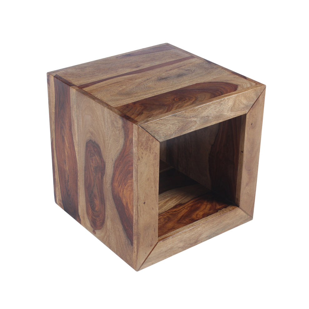 Cube Shape Rosewood Side Table With Cutout Bottom, Brown  By Benzara | Side Tables |  Modishstore  - 4