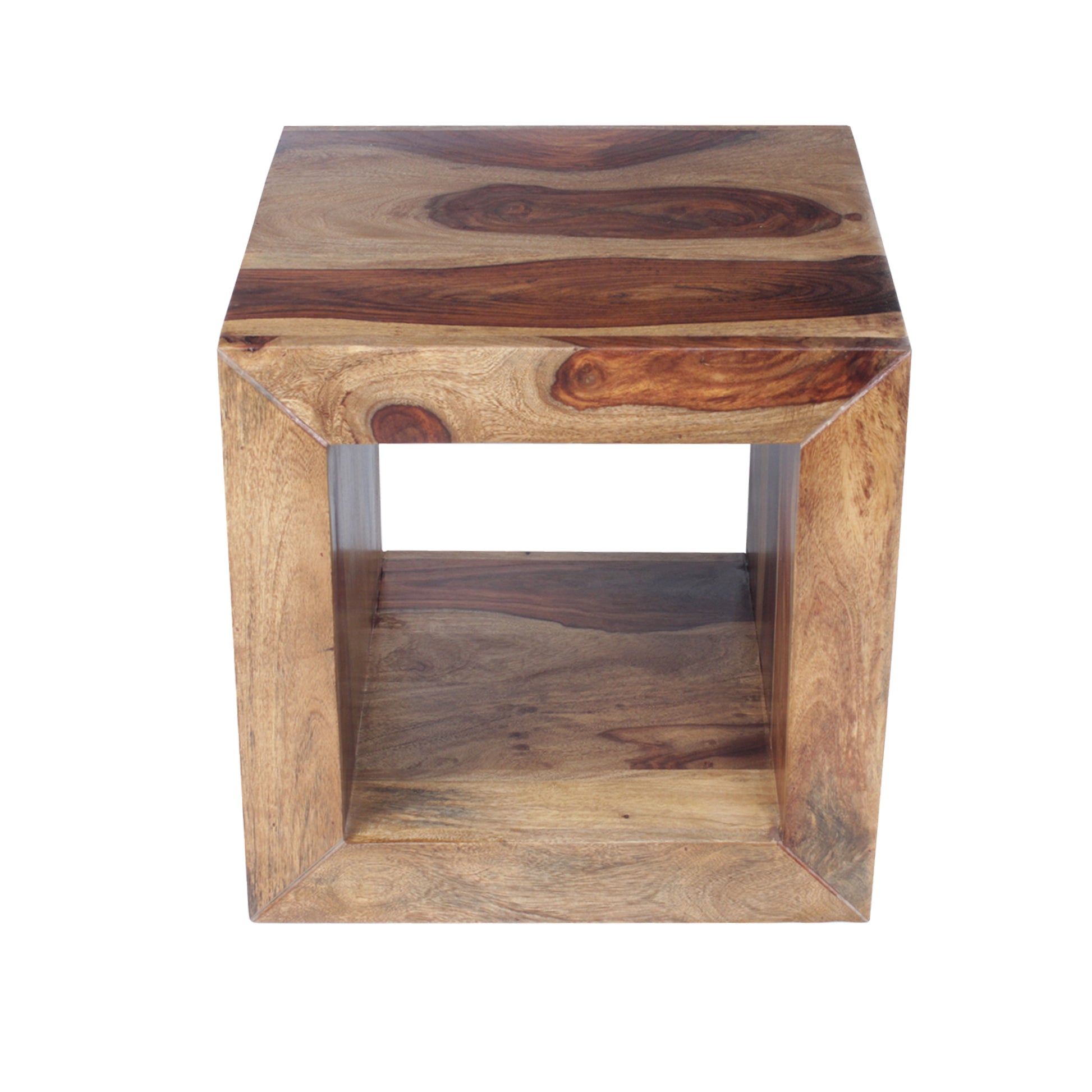 Cube Shape Rosewood Side Table With Cutout Bottom, Brown  By Benzara | Side Tables |  Modishstore 