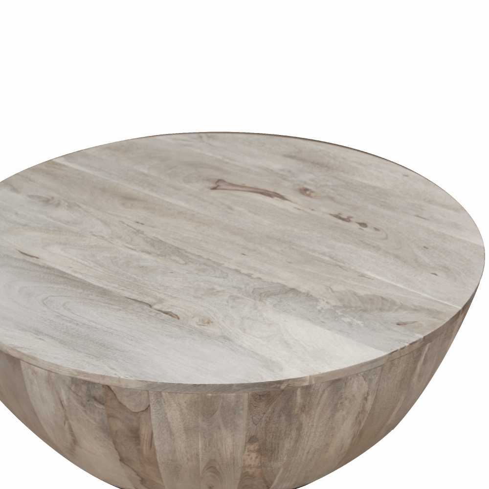 Distressed Mango Wood Coffee Table In Round Shape, Washed Light Brown By Benzara | Coffee Tables |  Modishstore  - 4