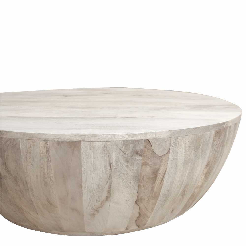 Distressed Mango Wood Coffee Table In Round Shape, Washed Light Brown By Benzara | Coffee Tables |  Modishstore  - 6
