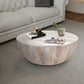 Distressed Mango Wood Coffee Table In Round Shape, Washed Light Brown By Benzara | Coffee Tables |  Modishstore 