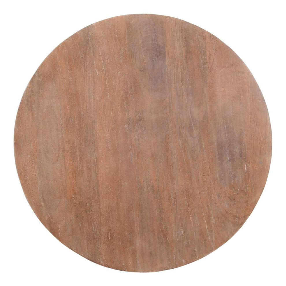 Drum Shape Wooden Coffee Table With Plank Design Base, Distressed Brown By Benzara | Coffee Tables |  Modishstore  - 4
