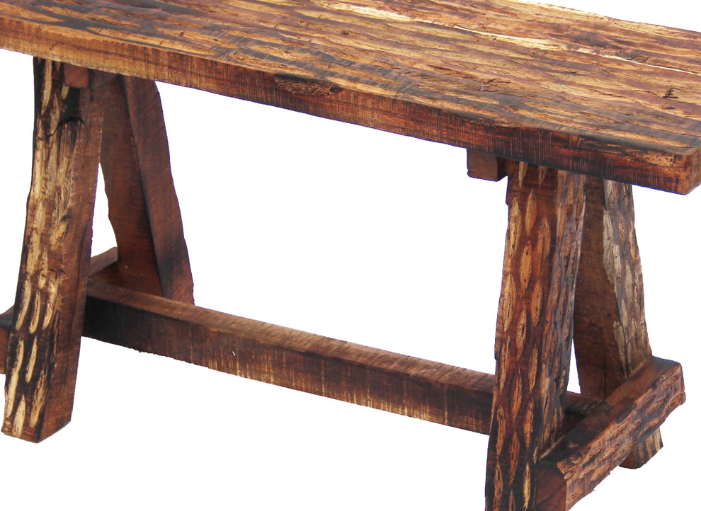 Wooden Garden Patio Bench With Retro Etching, Cappuccino Brown  By Benzara | Outdoor Patio |  Modishstore  - 3