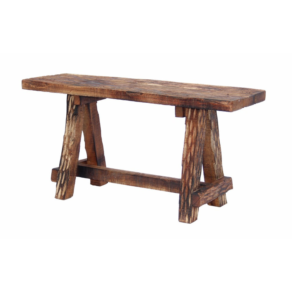 Wooden Garden Patio Bench With Retro Etching, Cappuccino Brown  By Benzara | Outdoor Patio |  Modishstore  - 4