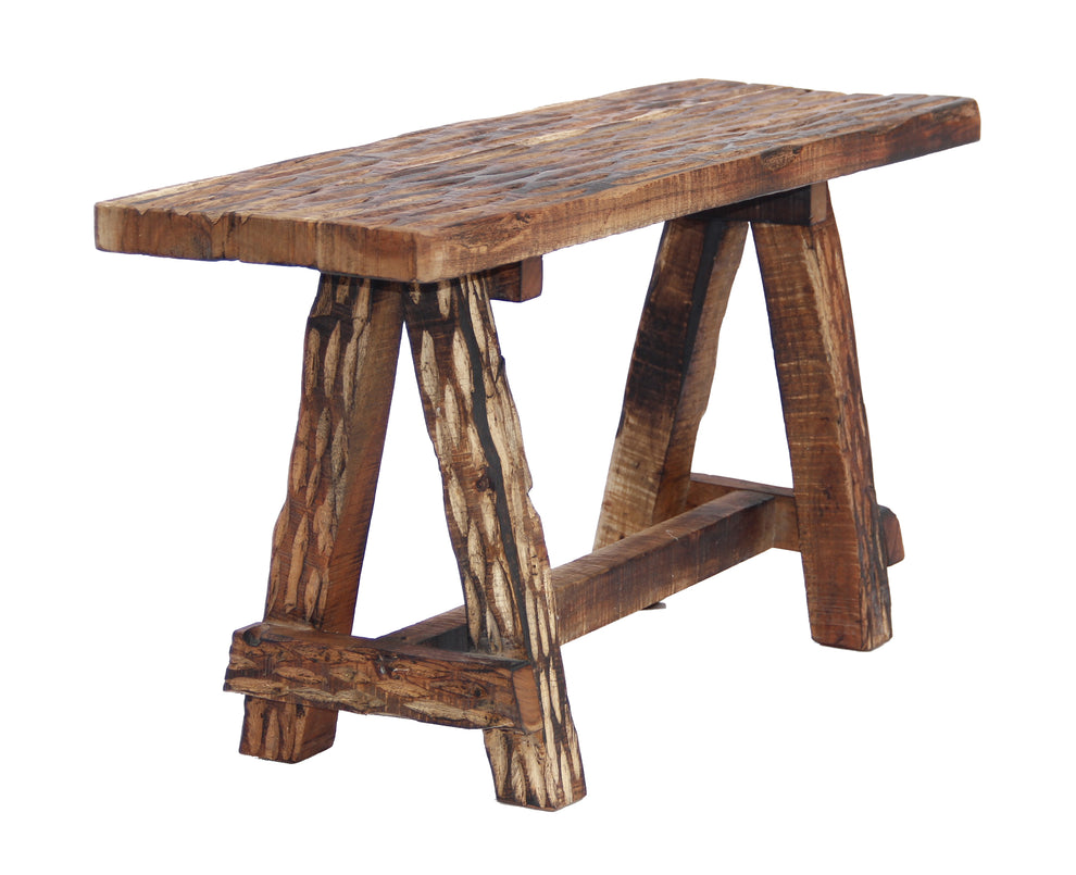 Wooden Garden Patio Bench With Retro Etching, Cappuccino Brown  By Benzara | Outdoor Patio |  Modishstore  - 5