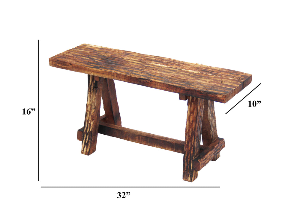Wooden Garden Patio Bench With Retro Etching, Cappuccino Brown  By Benzara | Outdoor Patio |  Modishstore  - 6