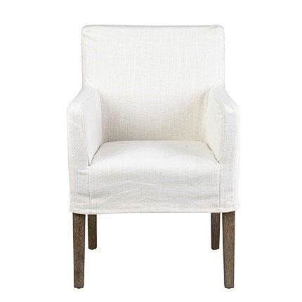 Orla Slipcovered Oakwood  Arm Chair - Cream Linen Set of 2 by Jeffan | Armchairs | Modishstore - 2