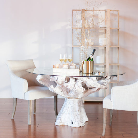 Harper Linen Blend Upholstery, Oak Dining Arm Chair - Cream Linen Set of 2 by Jeffan | Dining Chairs | Modishstore