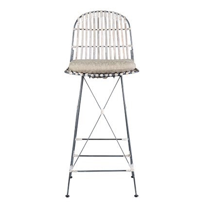 Jane Open Weave Rattan and Iron Barstool - Set of 2 by Jeffan | Bar Stools | Modishstore - 2