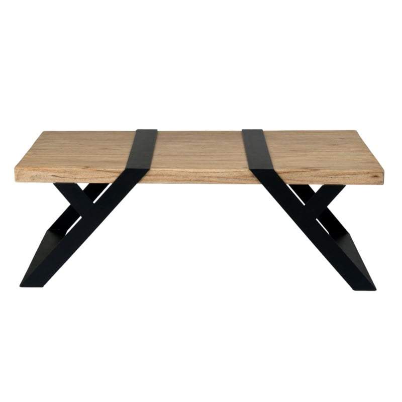 Malibu Mahogany Wood Coffee Table with metal accent and base by Jeffan | Coffee Tables | Modishstore