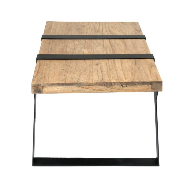 Malibu Mahogany Wood Coffee Table with metal accent and base by Jeffan | Coffee Tables | Modishstore - 2