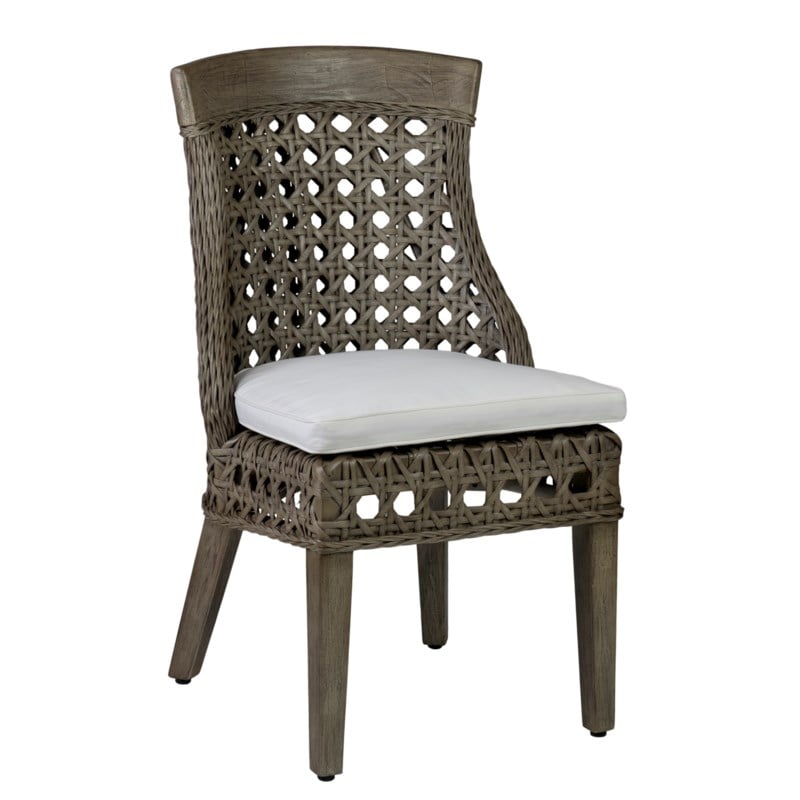 Sahara Rattan Side Chair w/ Wood Accent Set of 2 by Jeffan | Side Chairs | Modishstore