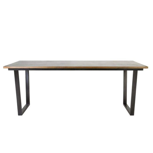 Thomas Mahogany Wood Dining Table with Metal Base by Jeffan | Dining Tables | Modishstore