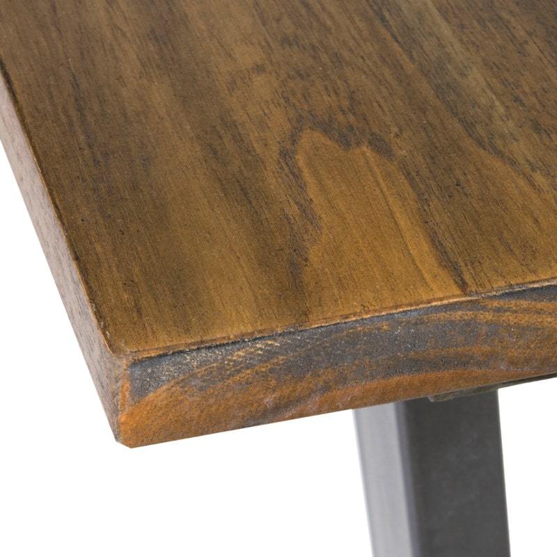 Thomas Mahogany Wood Dining Table with Metal Base by Jeffan | Dining Tables | Modishstore - 3