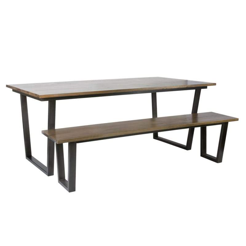 Thomas Mahogany Wood Dining Table with Metal Base by Jeffan | Dining Tables | Modishstore - 6