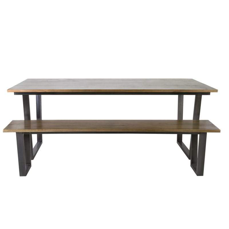 Thomas Mahogany Wood Dining Table with Metal Base by Jeffan | Dining Tables | Modishstore - 7