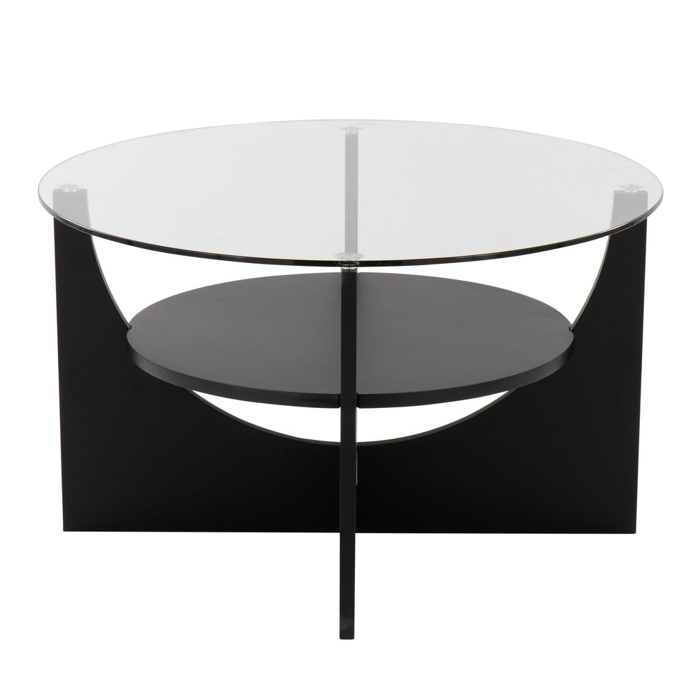 U-Shaped Contemporary Coffee Table in Black Wood and Clear Glass By LumiSource | Coffee Tables | Modishstore - 3