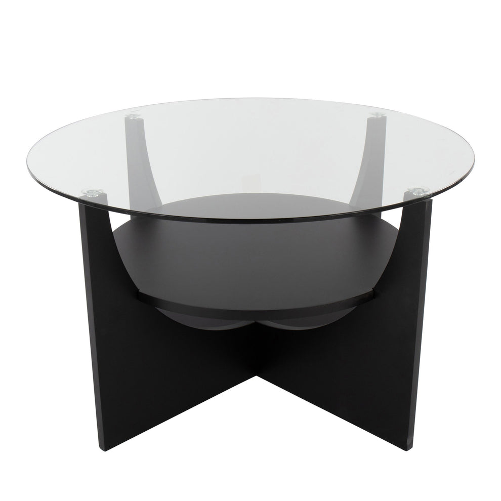 U-Shaped Contemporary Coffee Table in Black Wood and Clear Glass By LumiSource | Coffee Tables | Modishstore - 4