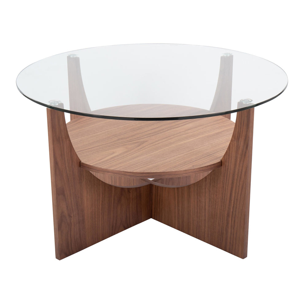 U-Shaped Contemporary Coffee Table in Black Wood and Clear Glass By LumiSource | Coffee Tables | Modishstore - 12
