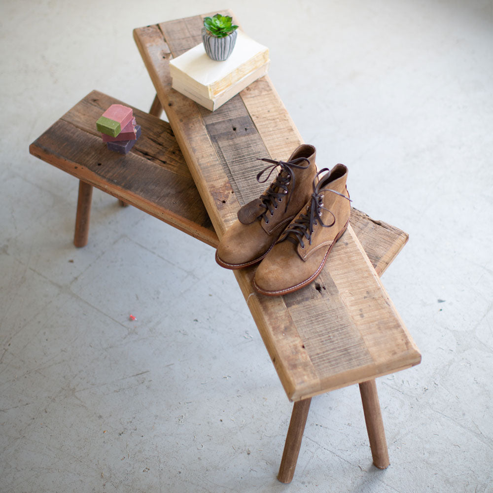 Kalalou Recycled Wooden Benches (Set Of 2) | Modishstore | Stools & Benches
