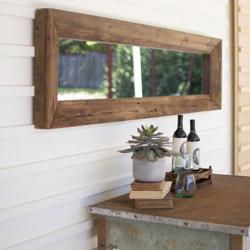 trellis wood rectangular mirror Kalalou Long Rectangle Mirror With Recycled Wood Frame