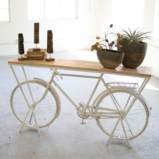Kalalou Repurposed Bicycle Display Shelf -  White | Modishstore | Shelves & Shelving Units