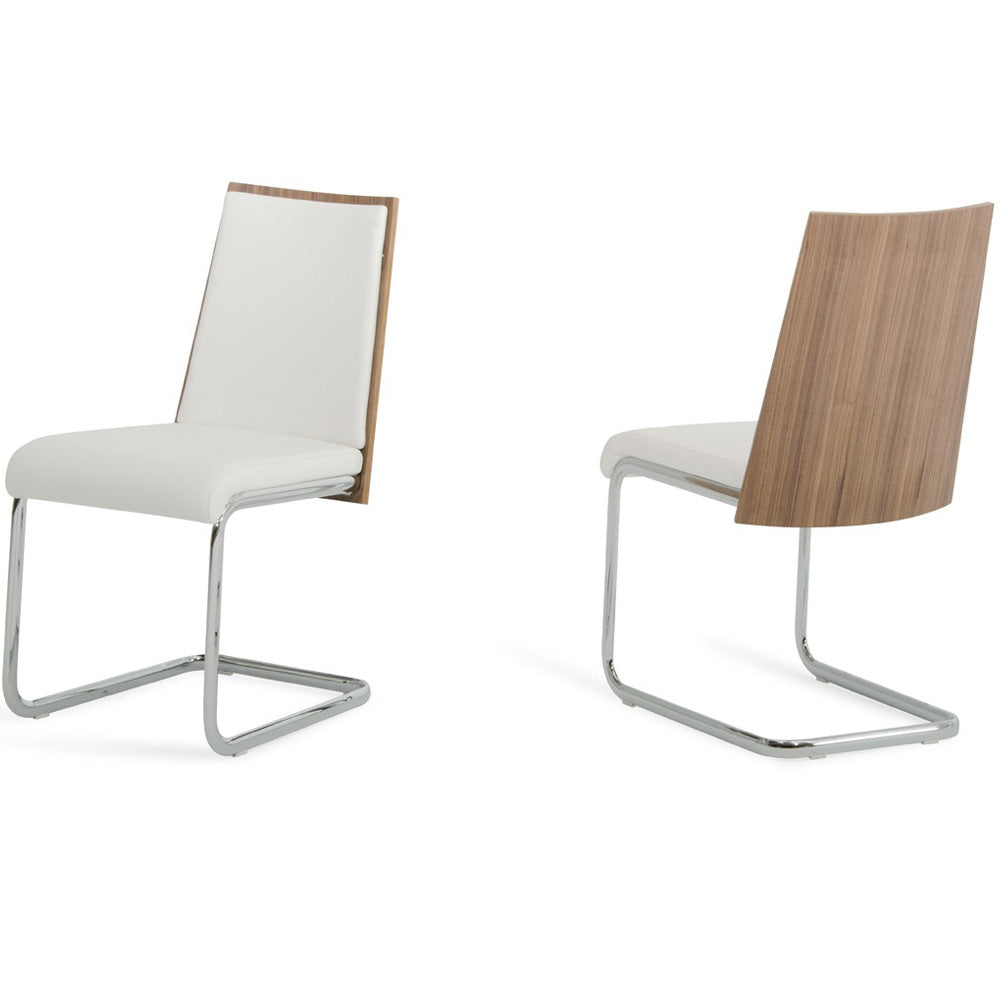 Vig Furniture Morgan - Modern White & Walnut Dining Chair (Set of 2) | Modishstore | Dining Chairs