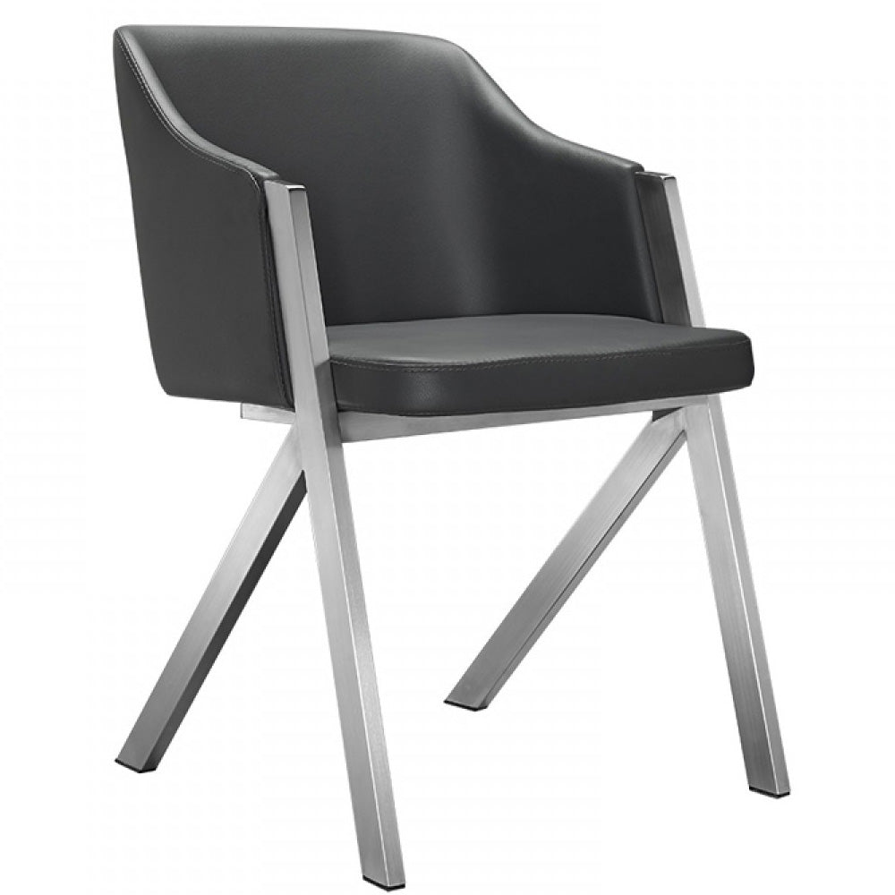 Vig Furniture Darcy - Modern Grey Leatherette Dining Chair (Set of 2) | Modishstore | Dining Chairs