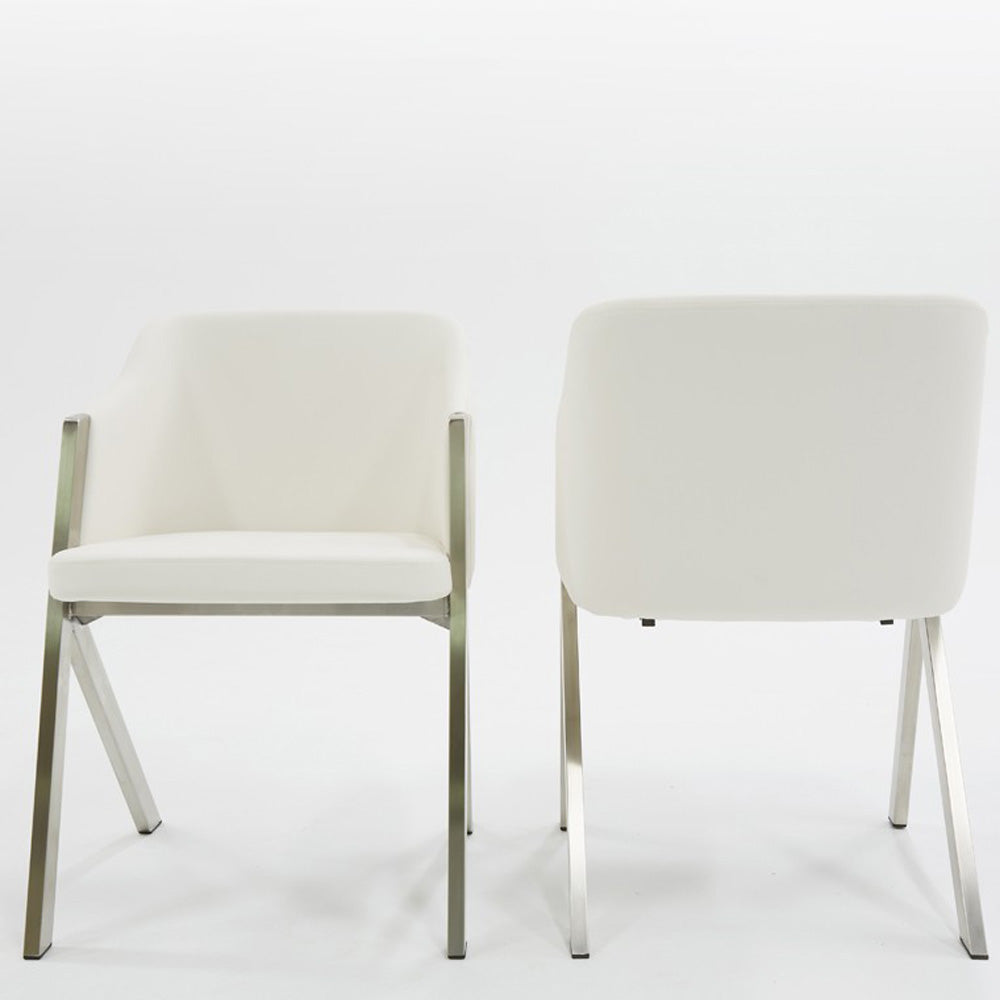Vig Furniture Modrest Darcy Modern White Leatherette Dining Chair (Set of 2) | Modishstore | Dining Chairs