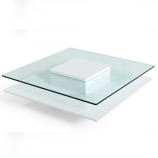 Vig Furniture Modrest Emulsion - Modern White Glass Coffee Table | Modishstore | Coffee Tables