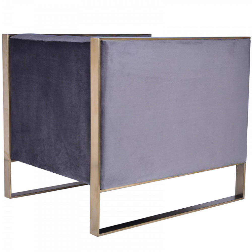Vig Furniture Divani Casa Carlos Modern Grey Velvet & Gold Accent Chair | Modishstore | Accent Chairs-5