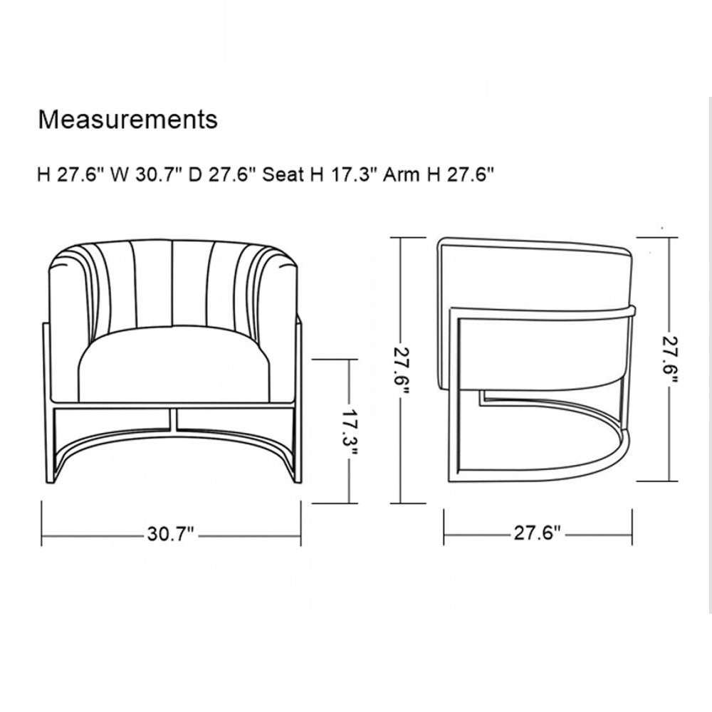 Vig Furniture Modrest Landau Modern Grey Velvet & Gold Accent Chair | Modishstore | Accent Chairs-2