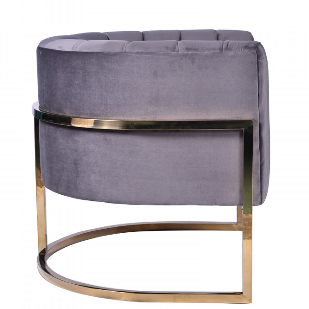 Vig Furniture Modrest Landau Modern Grey Velvet & Gold Accent Chair | Modishstore | Accent Chairs-4