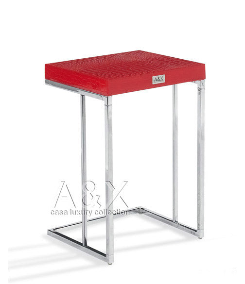 A&X Amelia - Modern Red Crocodile Lacquer Nesting Table Set | Modishstore | Nesting Tables-2