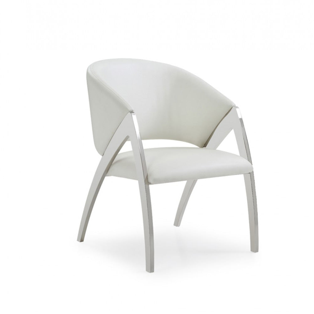 Vigfurniture Modrest Rabia Modern White Leatherette Accent Chair | Modishstore | Accent Chairs-2