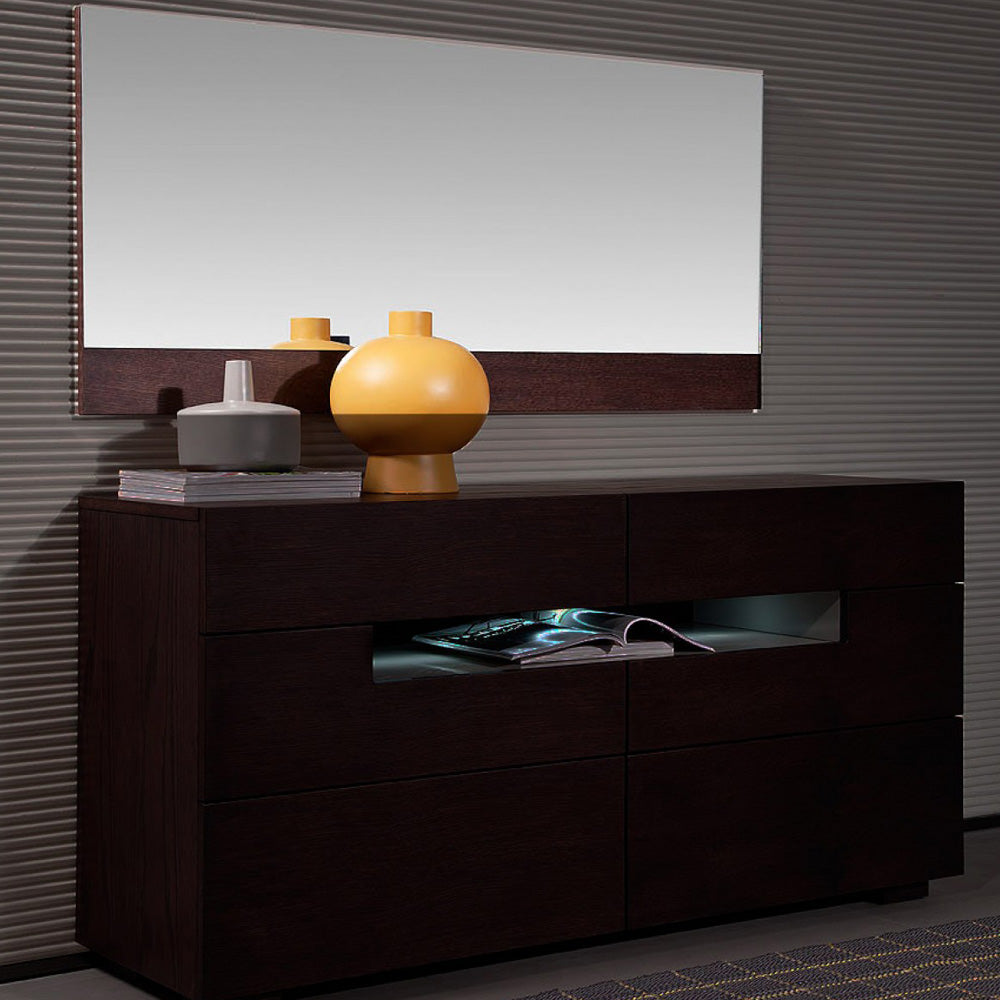 Vig Furniture Modrest Ceres - Modern Brown Oak Bedroom Mirror | Modishstore | Mirrors