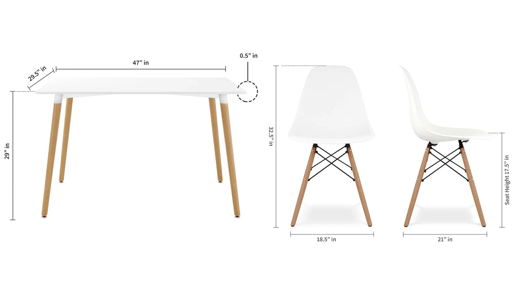 Vincent White Dining Set Eiffel Chairs By Modholic | Dining Sets | Modishstore - 5