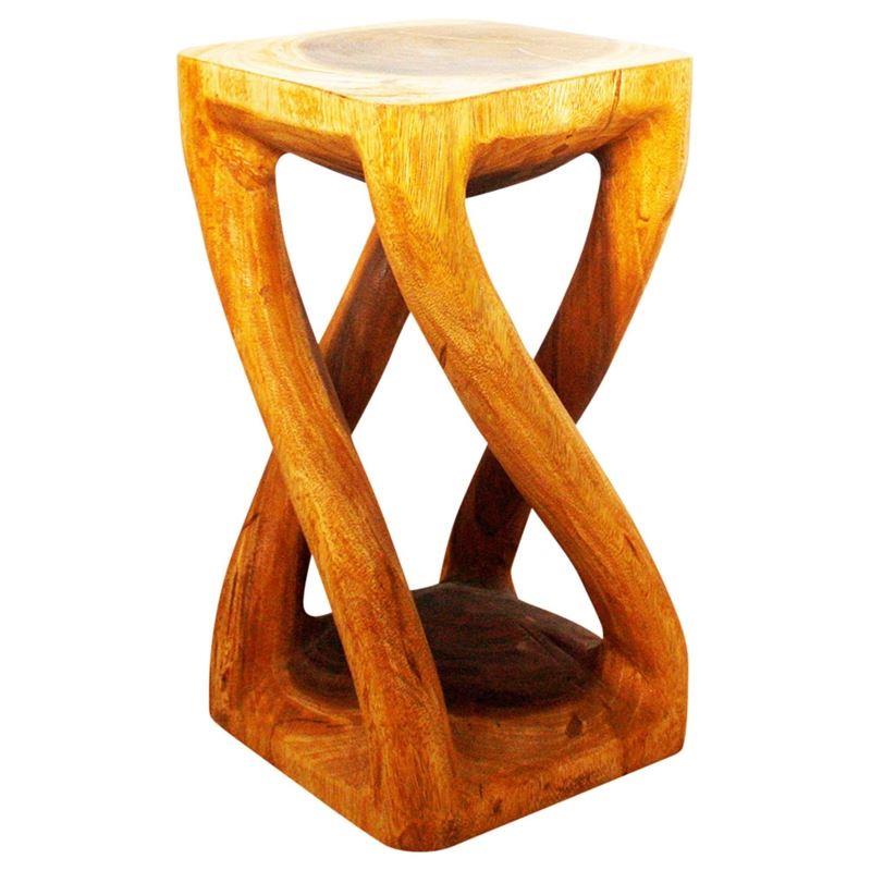 Haussmann Vine Twist Stool 12" Sq - Oak | Stools & Benches | Modishstore-5