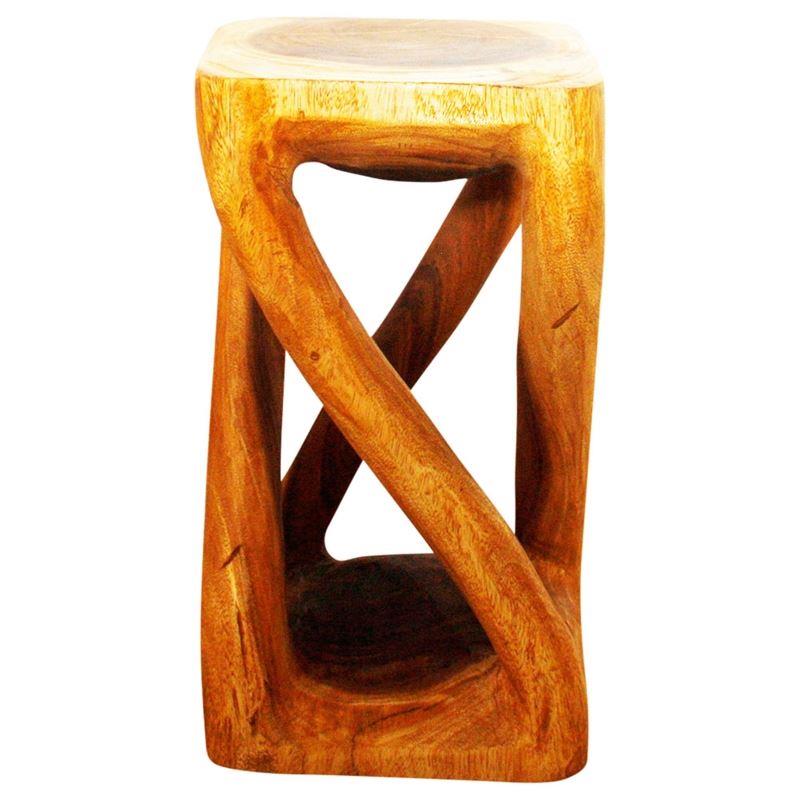 Haussmann Vine Twist Stool 12" Sq - Oak | Stools & Benches | Modishstore-2