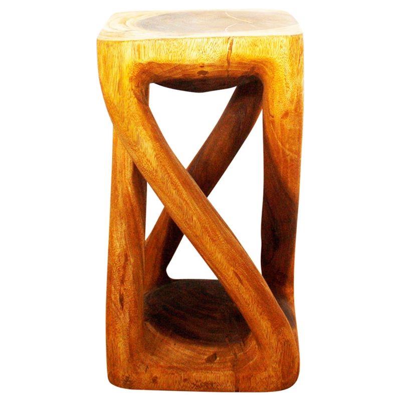 Haussmann Vine Twist Stool 12" Sq - Oak | Stools & Benches | Modishstore-3